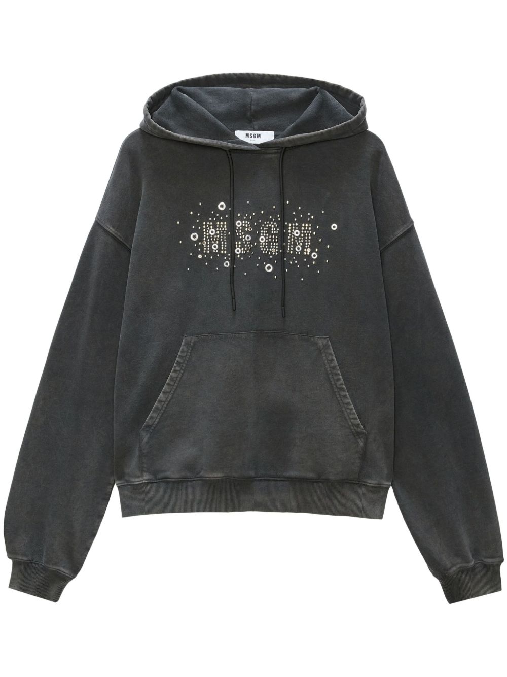 MSGM 铆钉logo连帽衫 - 黑色