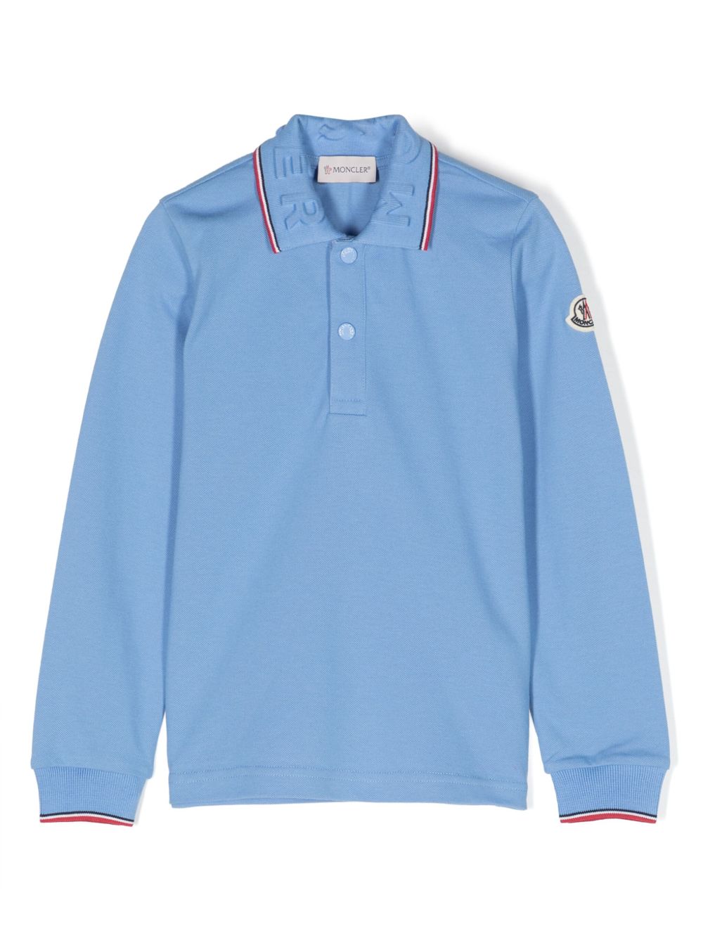 Moncler Enfant 标贴polo领上衣 - 蓝色