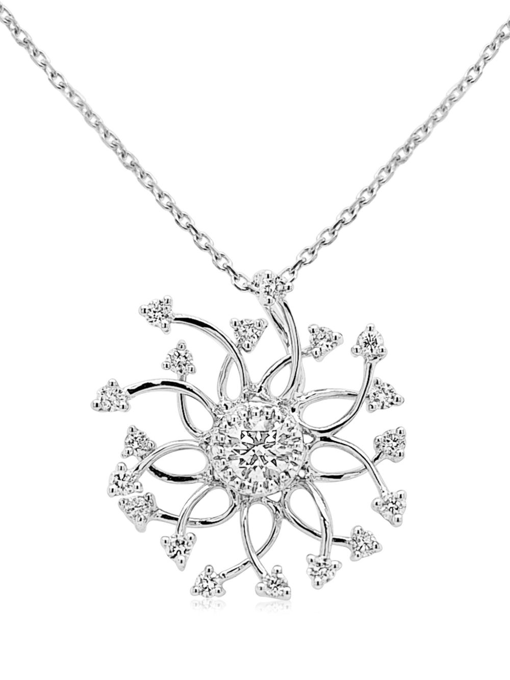 HYT Jewelry 18K白金钻石吊饰项链 - 银色