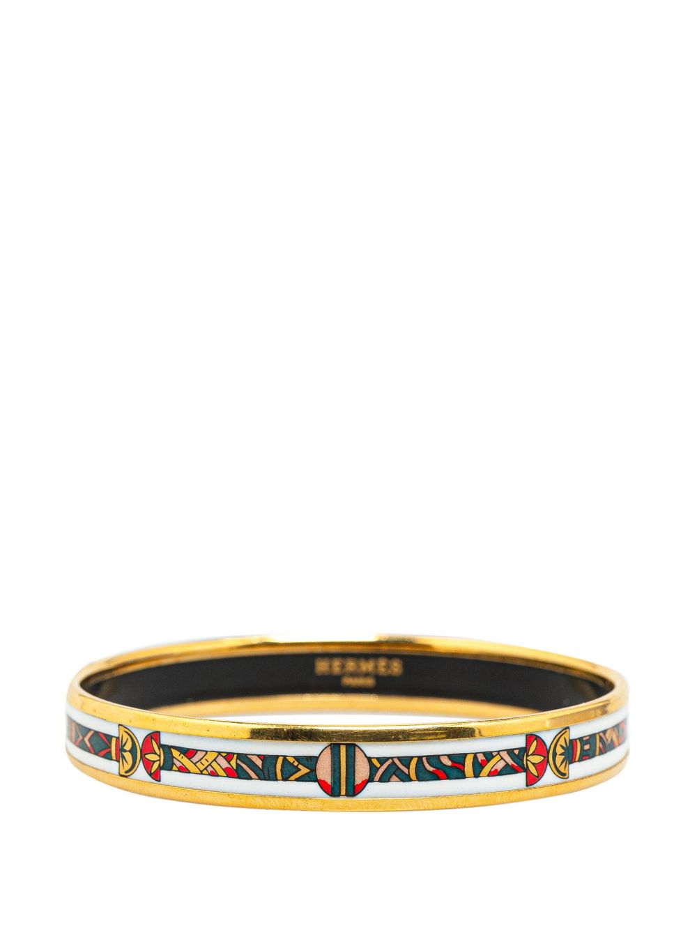 Hermès Pre-Owned Egyptian Columns Bangle 62 珐琅窄版手镯（2020年典藏款） - 白色