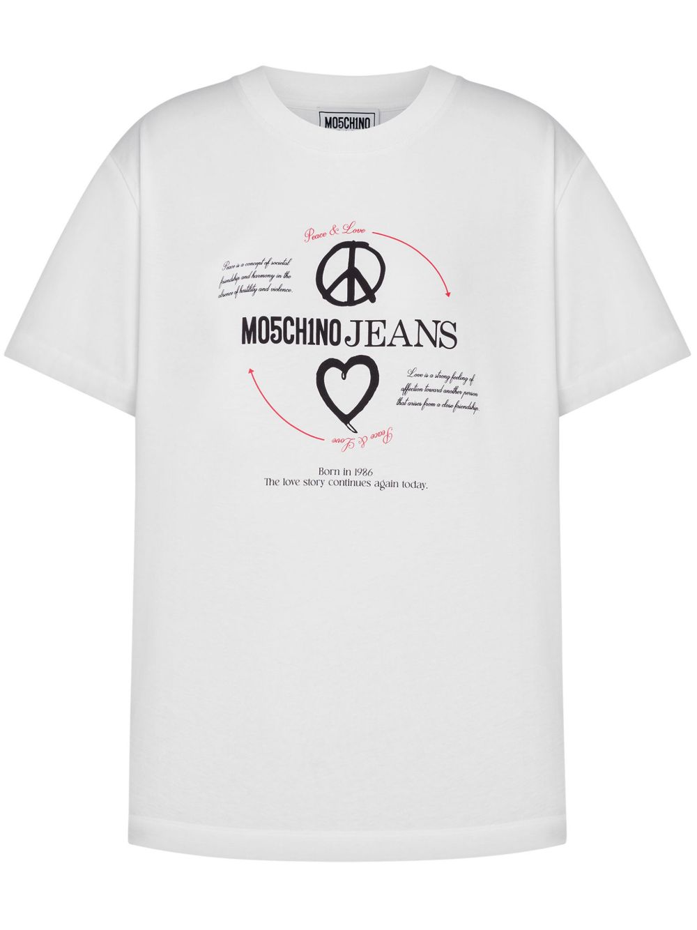 MOSCHINO JEANS logo印花棉T恤 - 白色