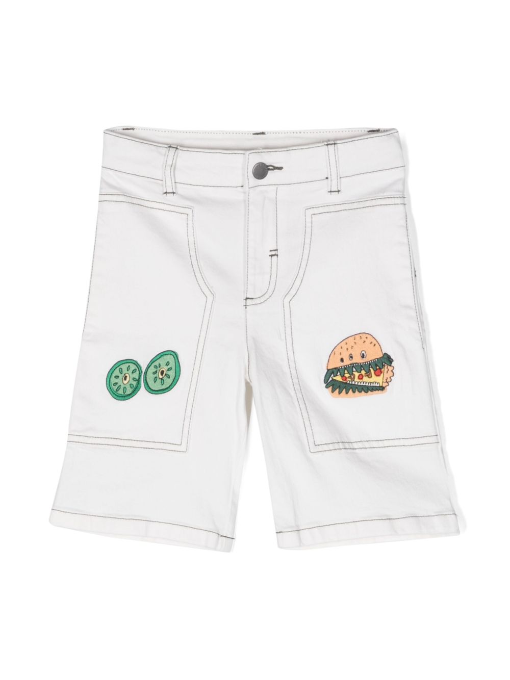 Stella McCartney Kids Burger Monster 牛仔短裤 - 白色