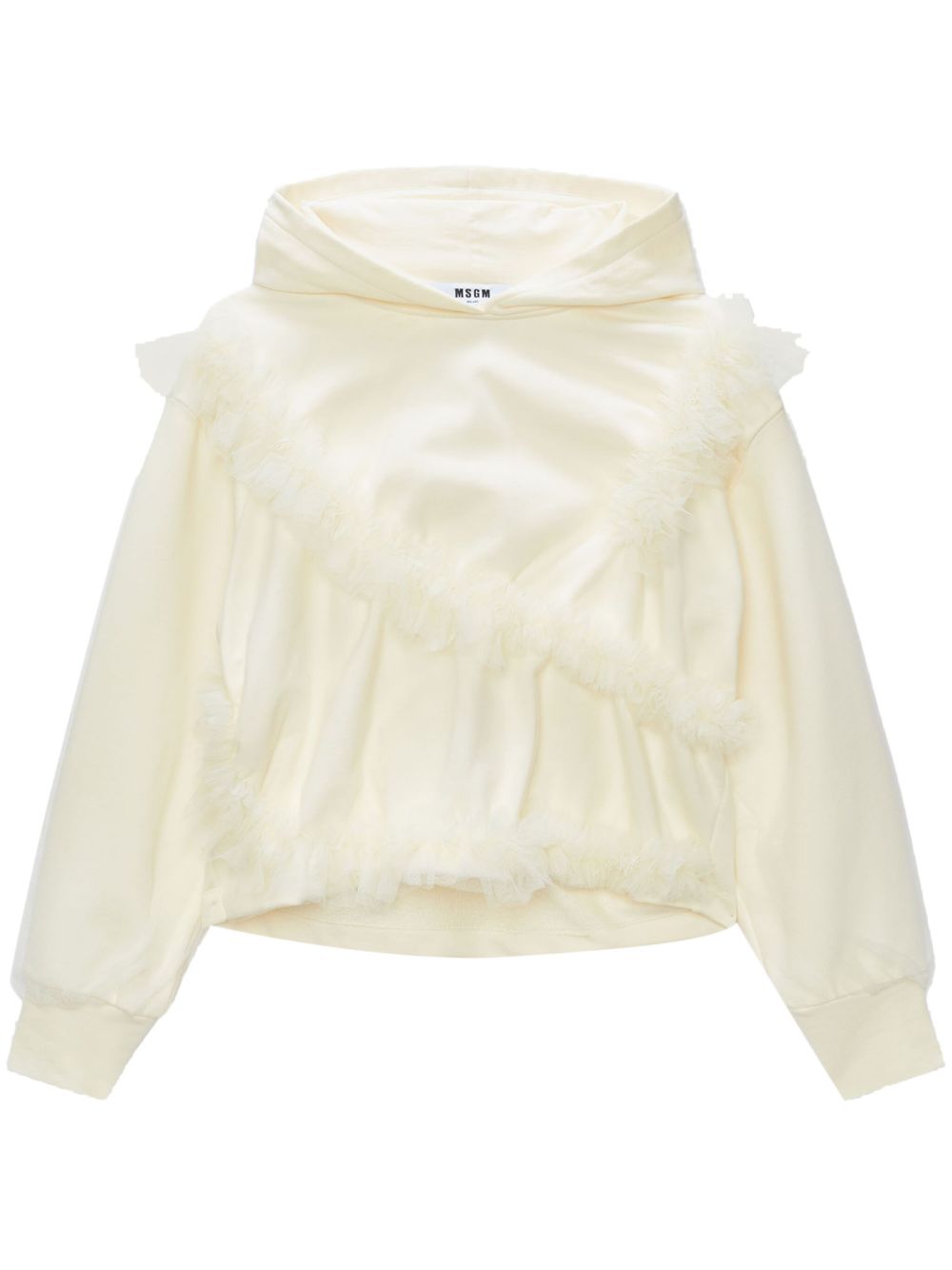 MSGM 荷叶边棉连帽衫 - 中性色
