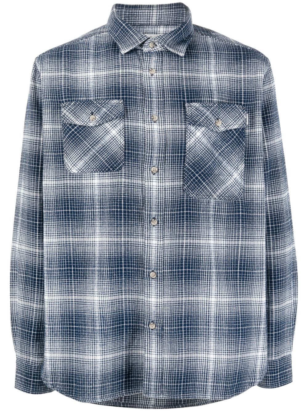 Woolrich 格纹排扣衬衫 - 蓝色