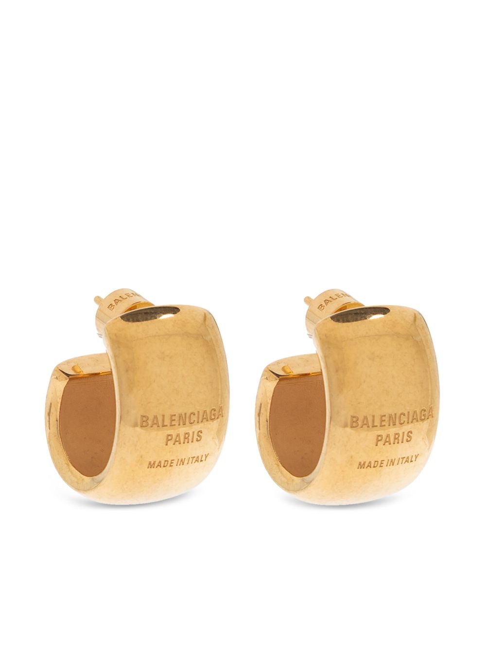 Balenciaga logo雕刻耳环 - 金色