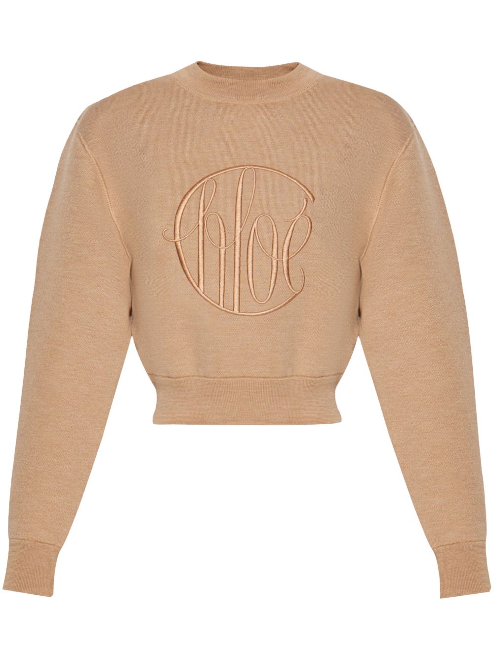 Chloé logo刺绣羊毛毛衣 - 中性色