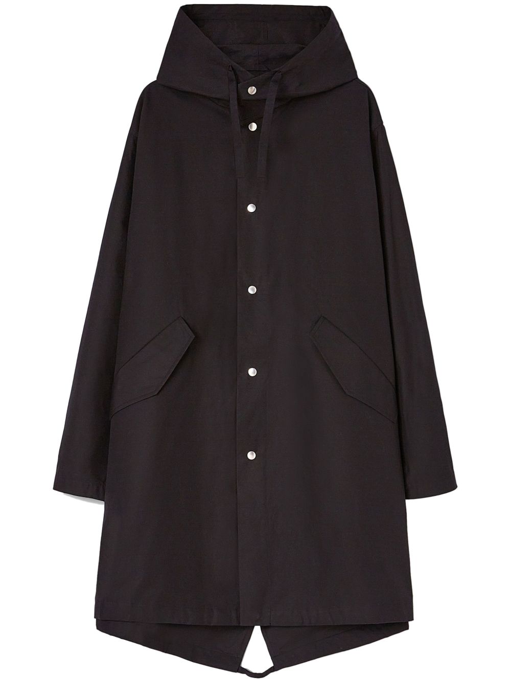 Jil Sander logo印花连帽派克大衣 - 黑色