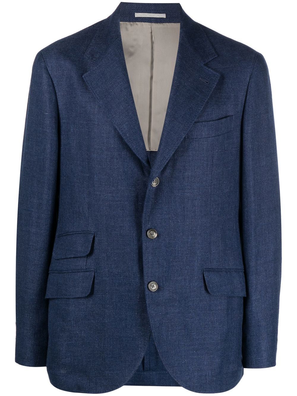 Brunello Cucinelli 单排扣精裁西装夹克 - 蓝色