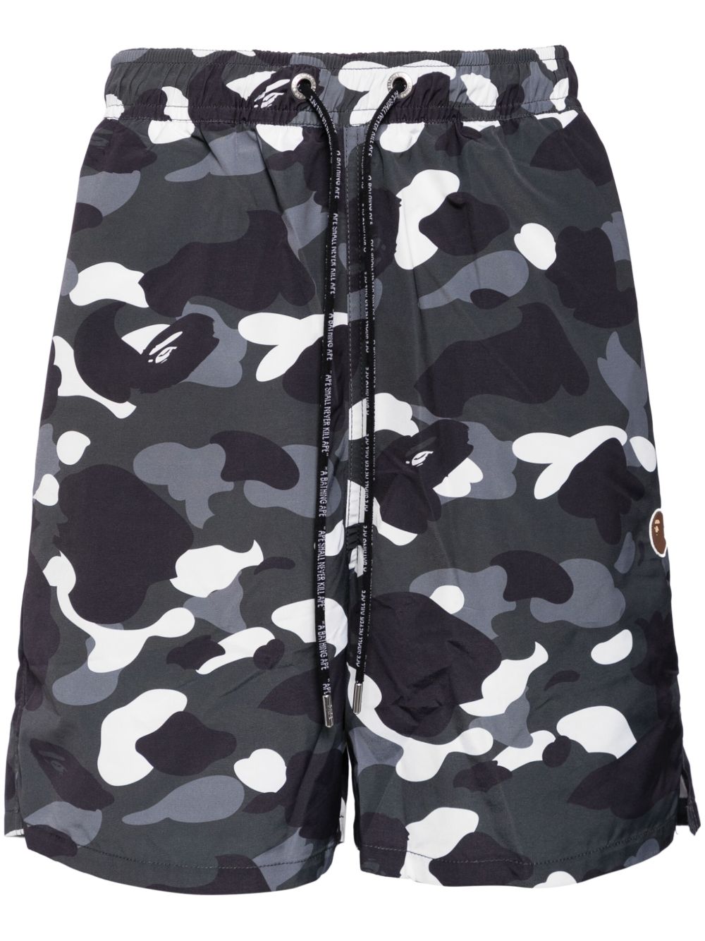 A BATHING APE® 迷彩图案抽绳短裤 - 黑色