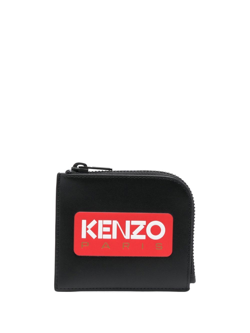 Kenzo logo印花皮质零钱包 - 黑色