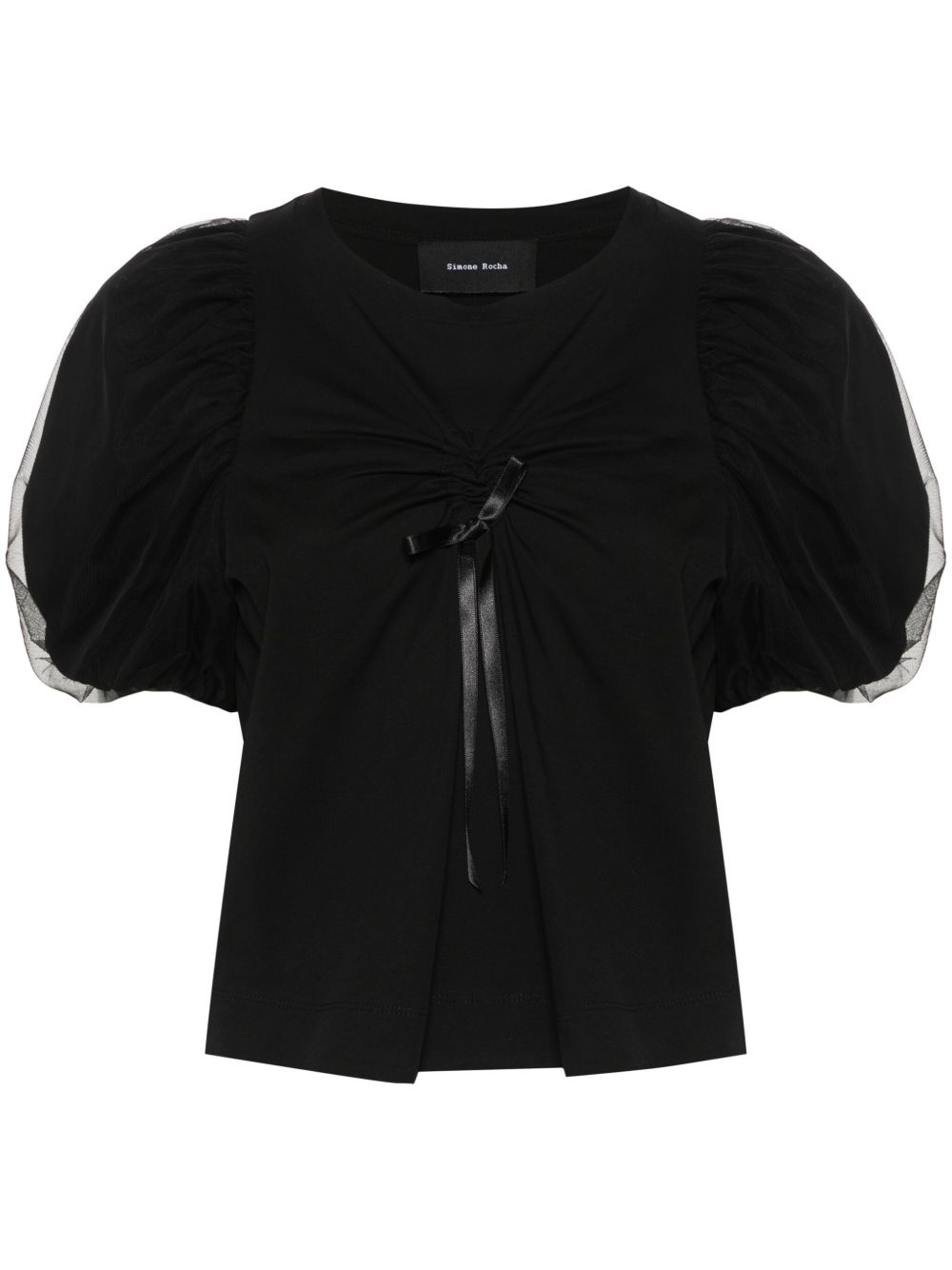 Simone Rocha 褶饰棉T恤 - 黑色