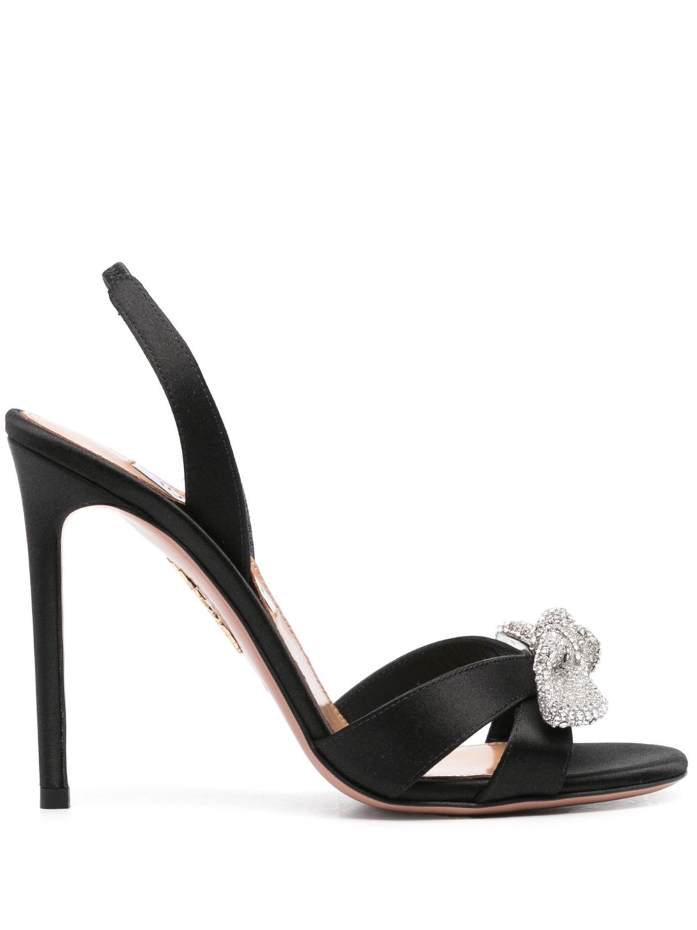 Aquazzura Very Bow Tie Crystal 高跟凉鞋（10.5厘米） - 黑色