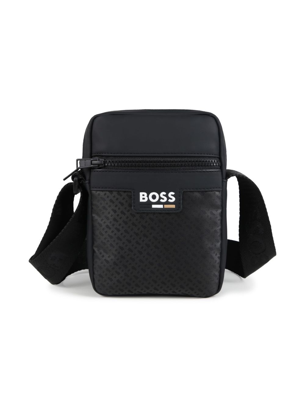 BOSS Kidswear 经典logo图案斜挎包 - 黑色