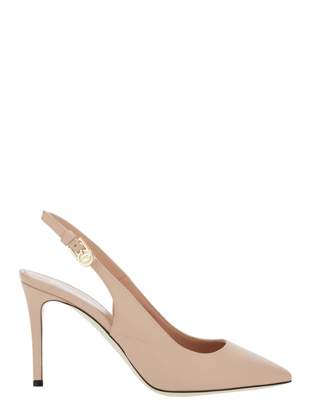 Pollini 粉色露跟细高跟软皮鞋女款