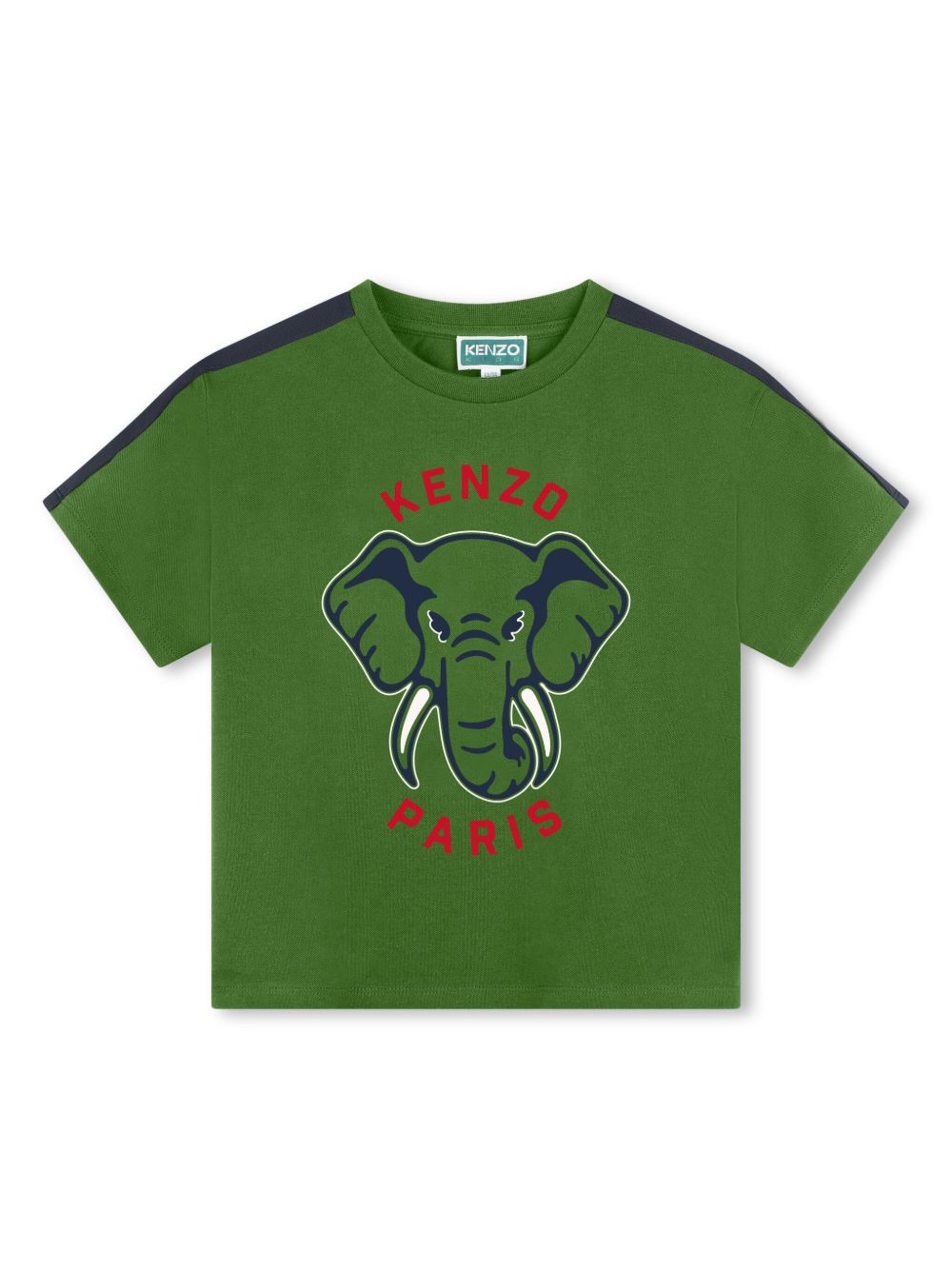 Kenzo Kids 大象印花棉T恤 - 绿色