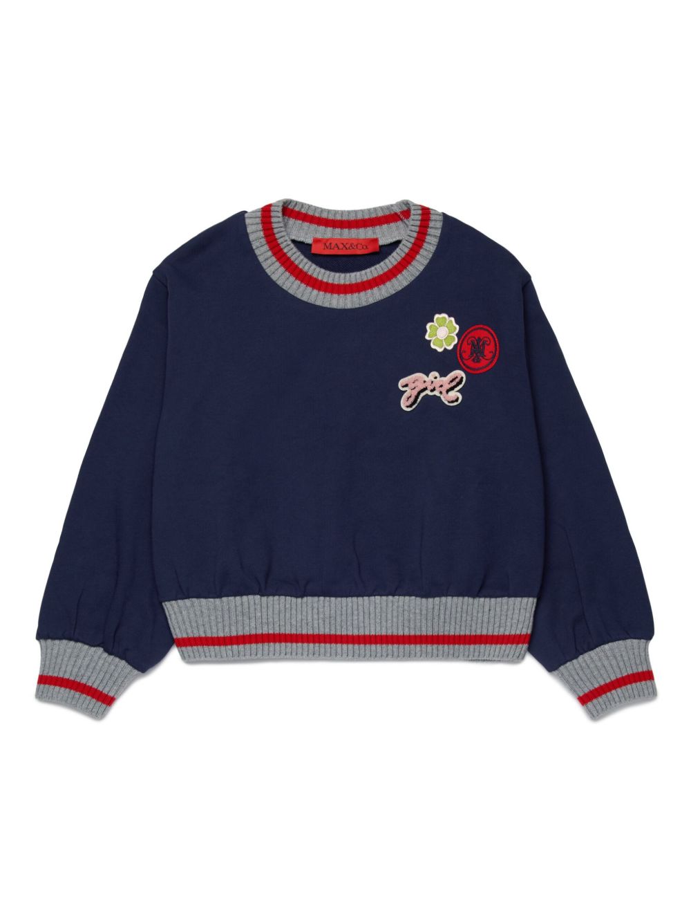 MAX&Co. Kids 贴花细节棉卫衣 - 蓝色
