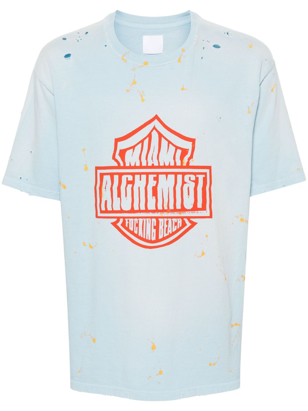 Alchemist logo印花仿旧T恤 - 蓝色