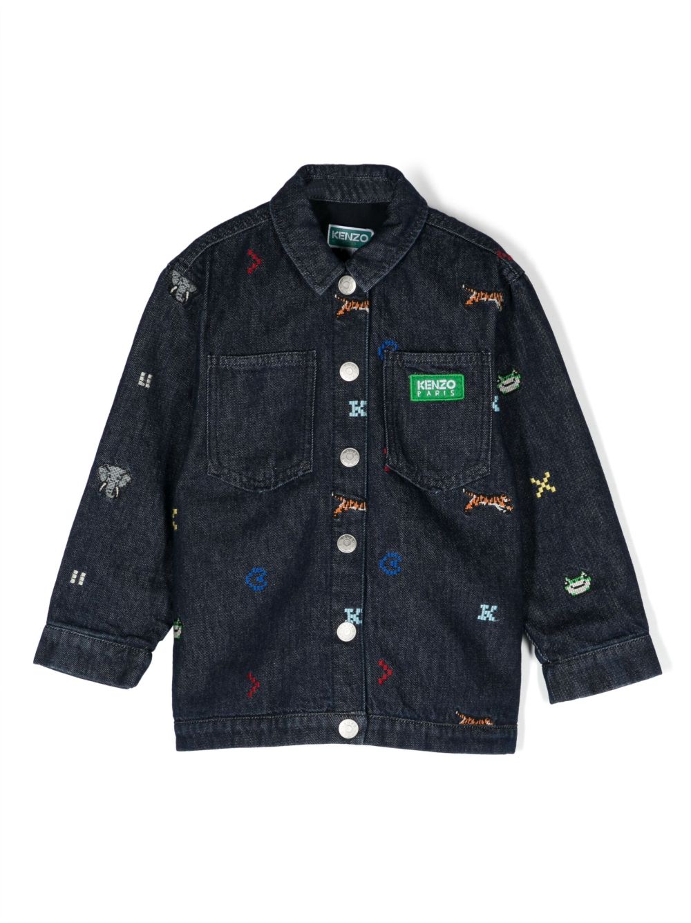 Kenzo Kids 刺绣设计牛仔夹克 - 蓝色