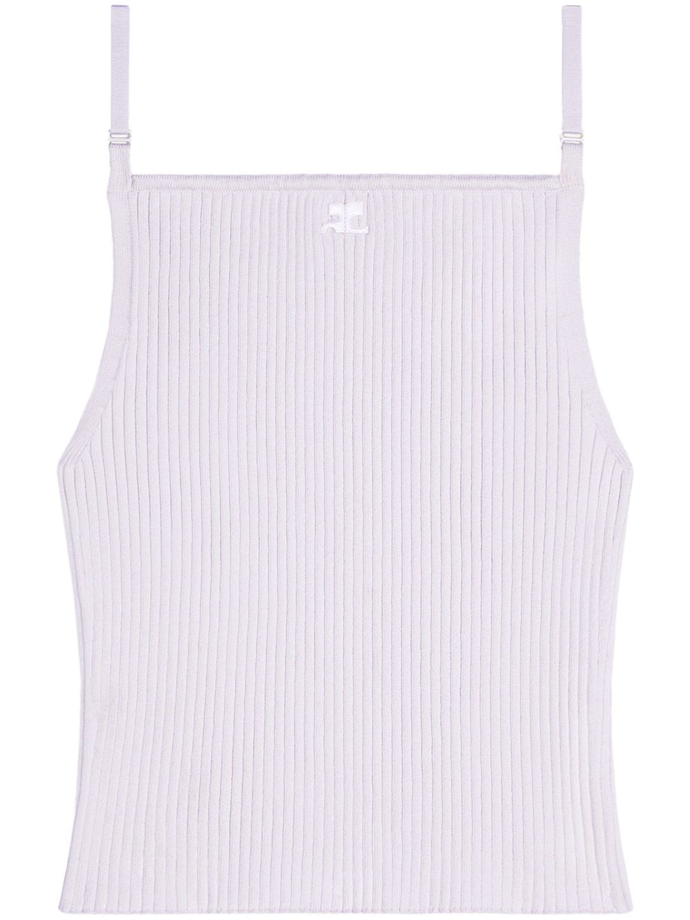Courrèges logo刺绣罗纹坦克背心 - 中性色