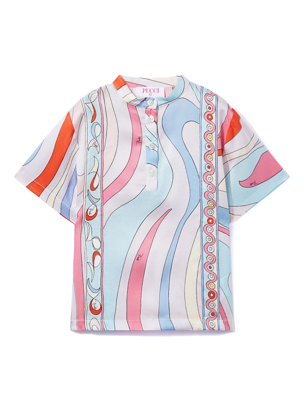 PUCCI Junior Marmo 印花搭扣衬衫 - 粉色