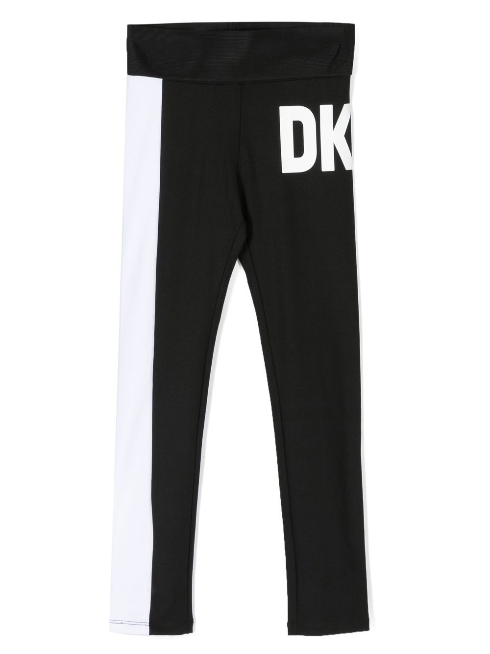 Dkny Kids logo印花拼色打底裤 - 黑色