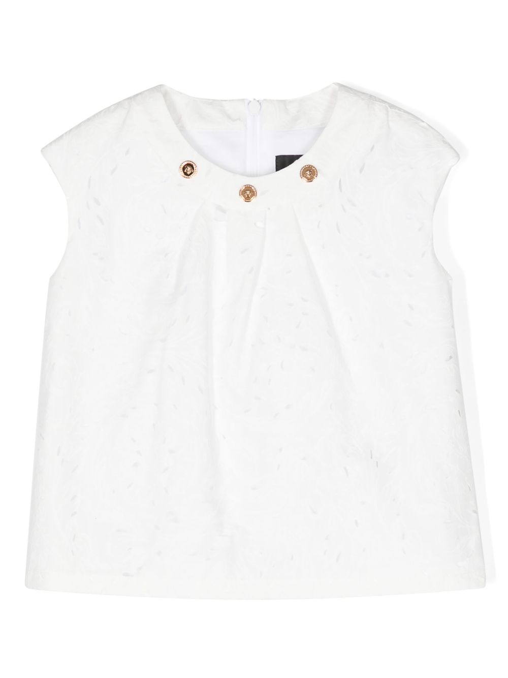 Versace Kids Barocco Sangallo 无袖罩衫 - 白色