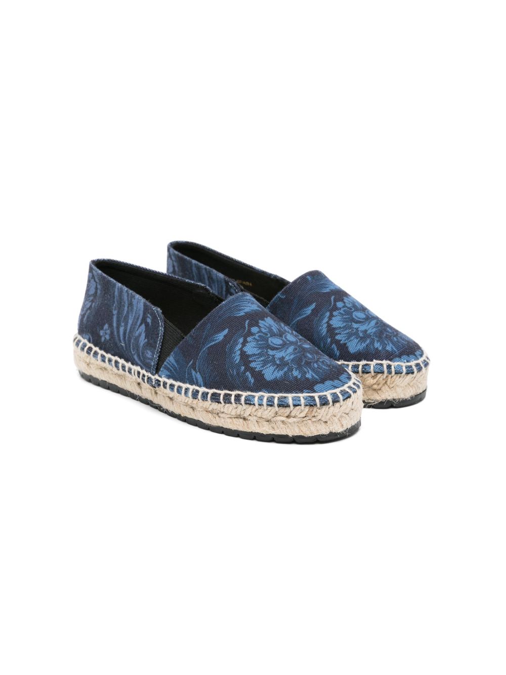 Versace Kids Barocco 牛仔草编鞋 - 蓝色