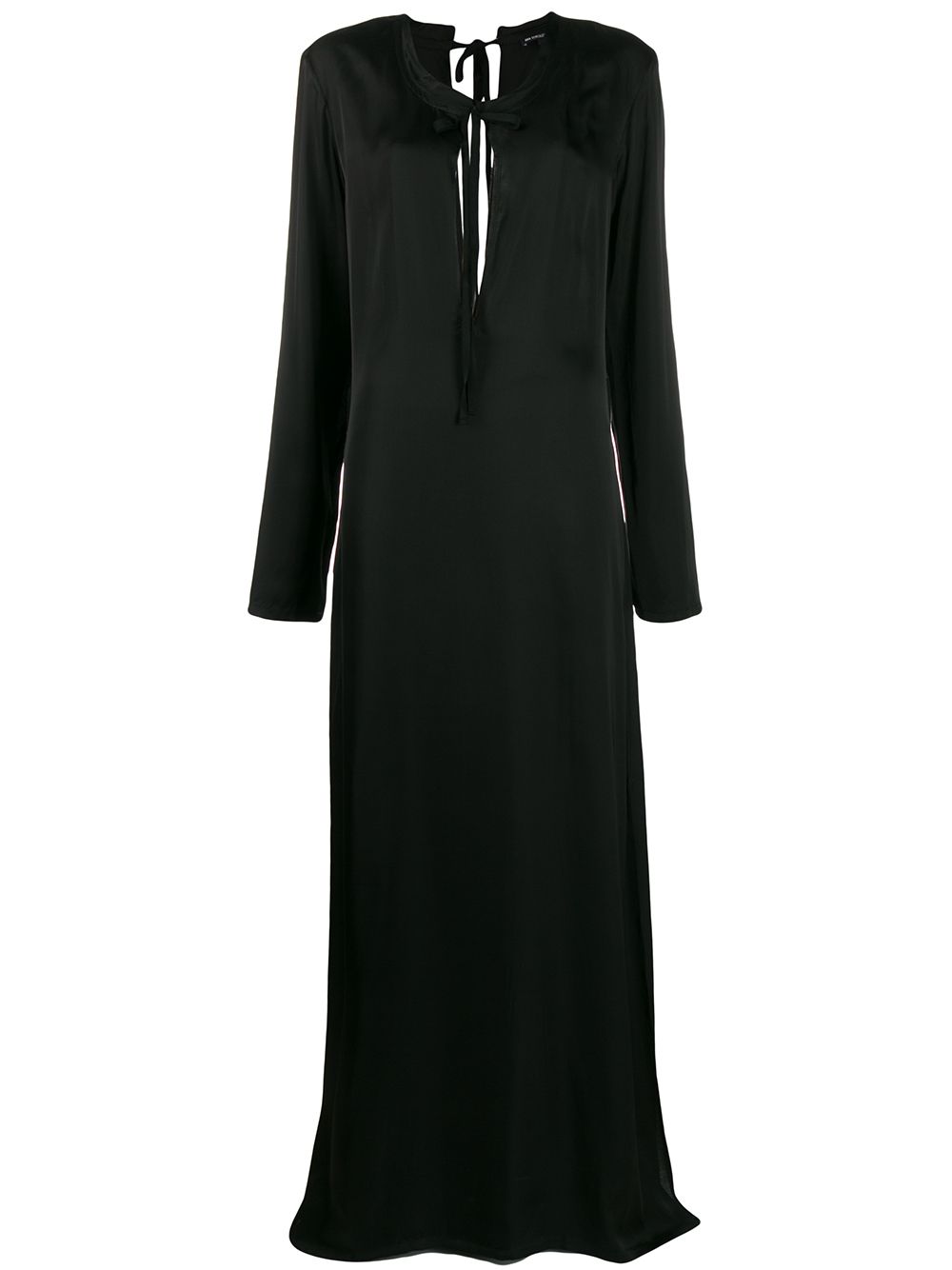 Ann Demeulemeester 长袖系带领连衣裙 - 黑色