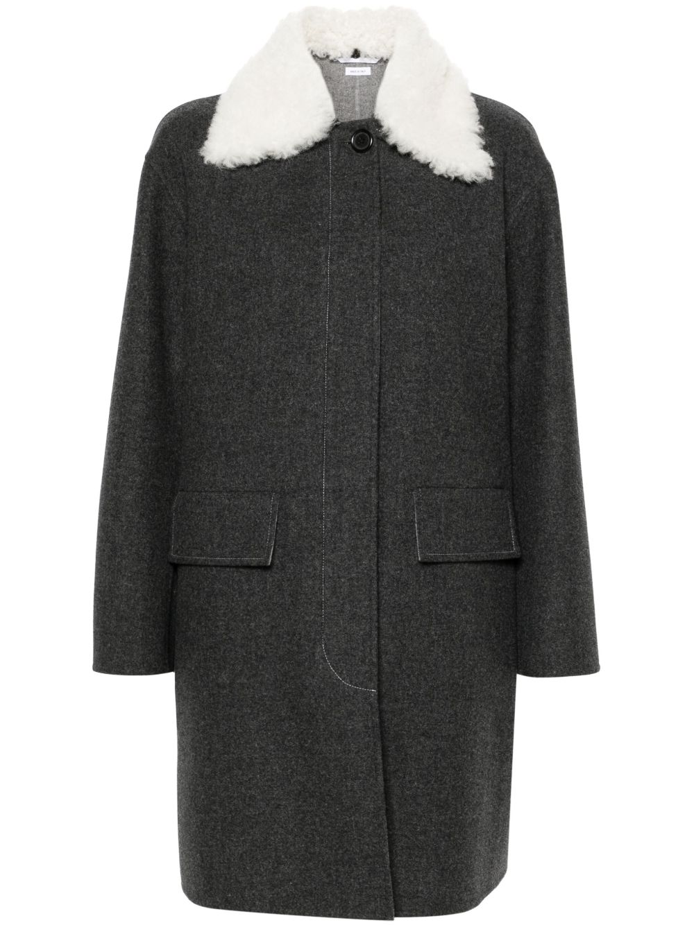 Thom Browne 巴尔领羊毛毡外套 - 灰色