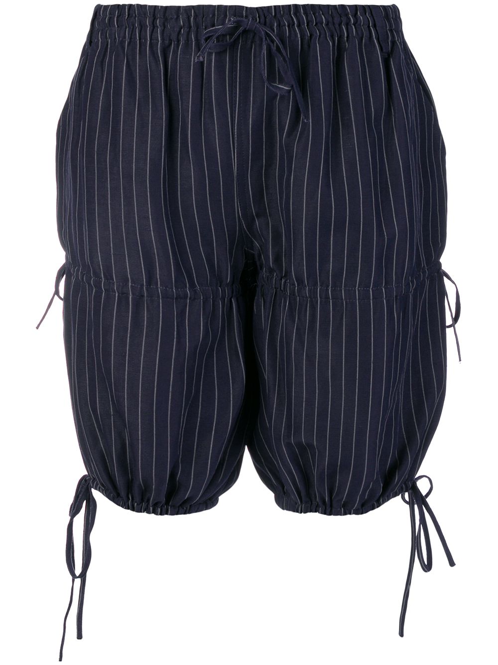 Jean Paul Gaultier Pre-Owned 古着细条纹褶饰短裤 - 蓝色