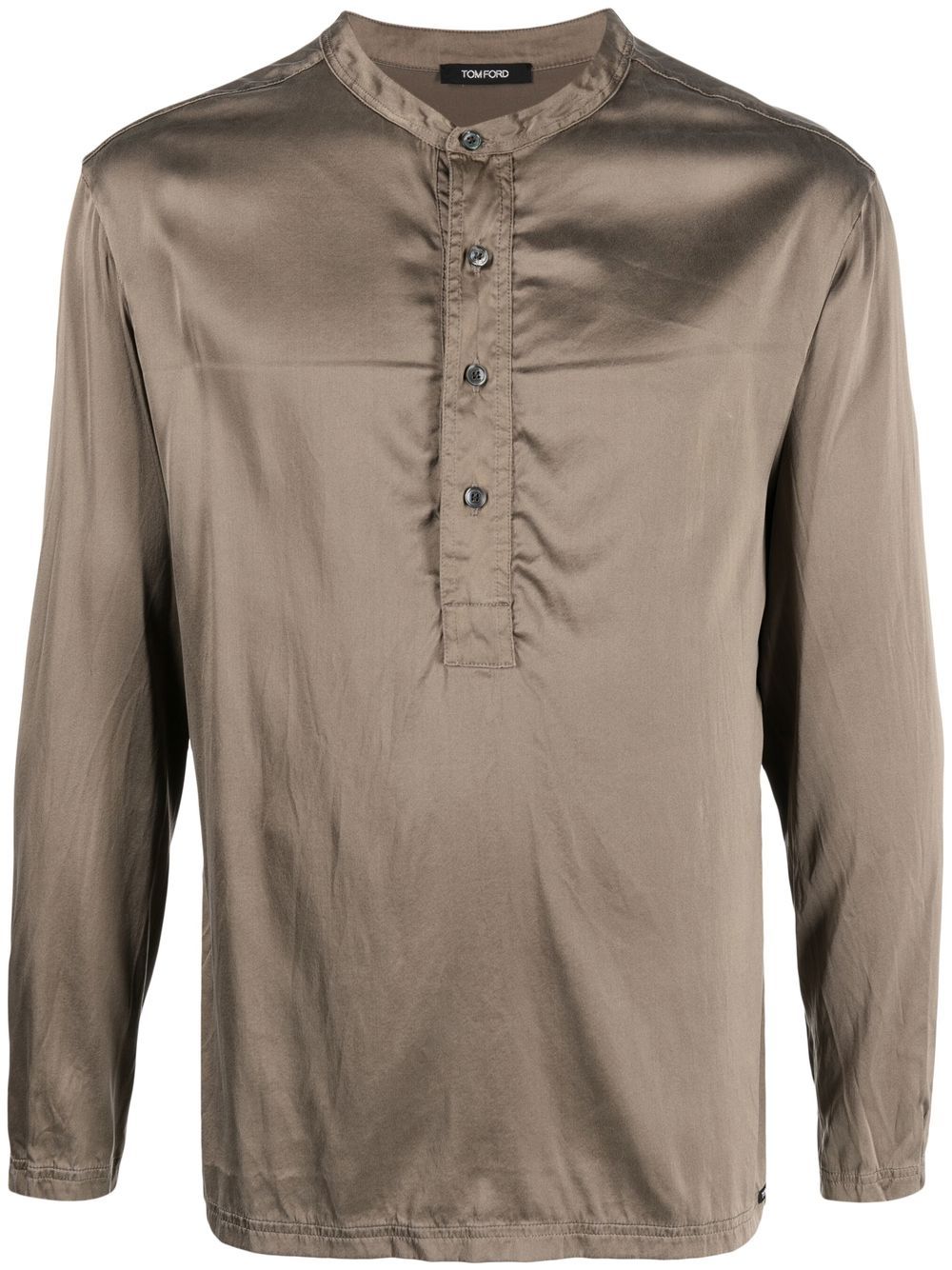 TOM FORD Henley 真丝混纺衬衫 - 褐色