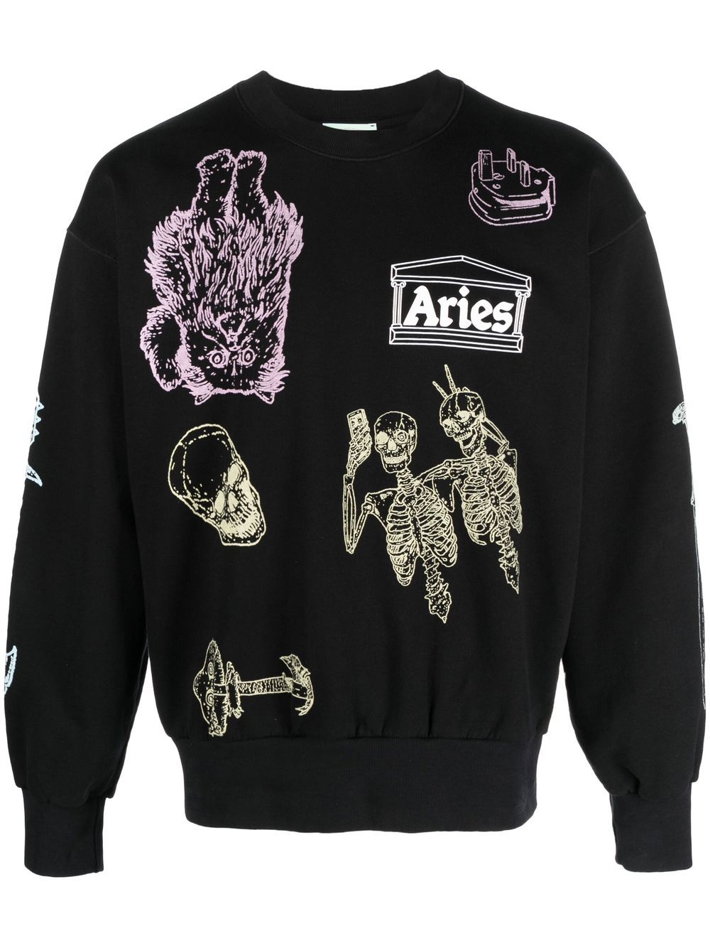 Aries 胸处logo印花细节卫衣 - 黑色
