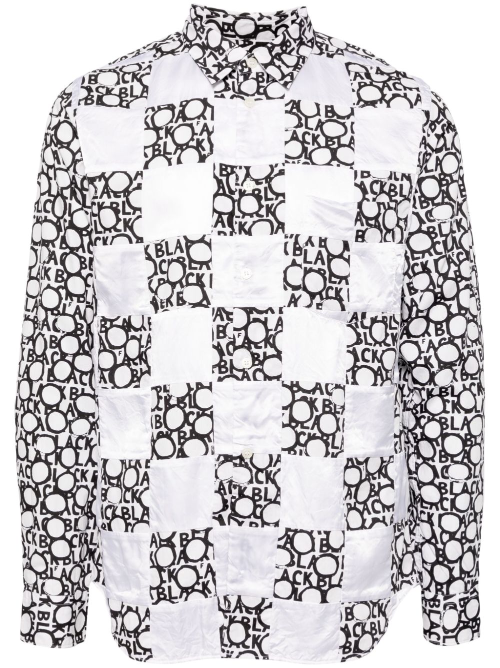 Black Comme Des Garçons logo格纹衬衫 - 白色