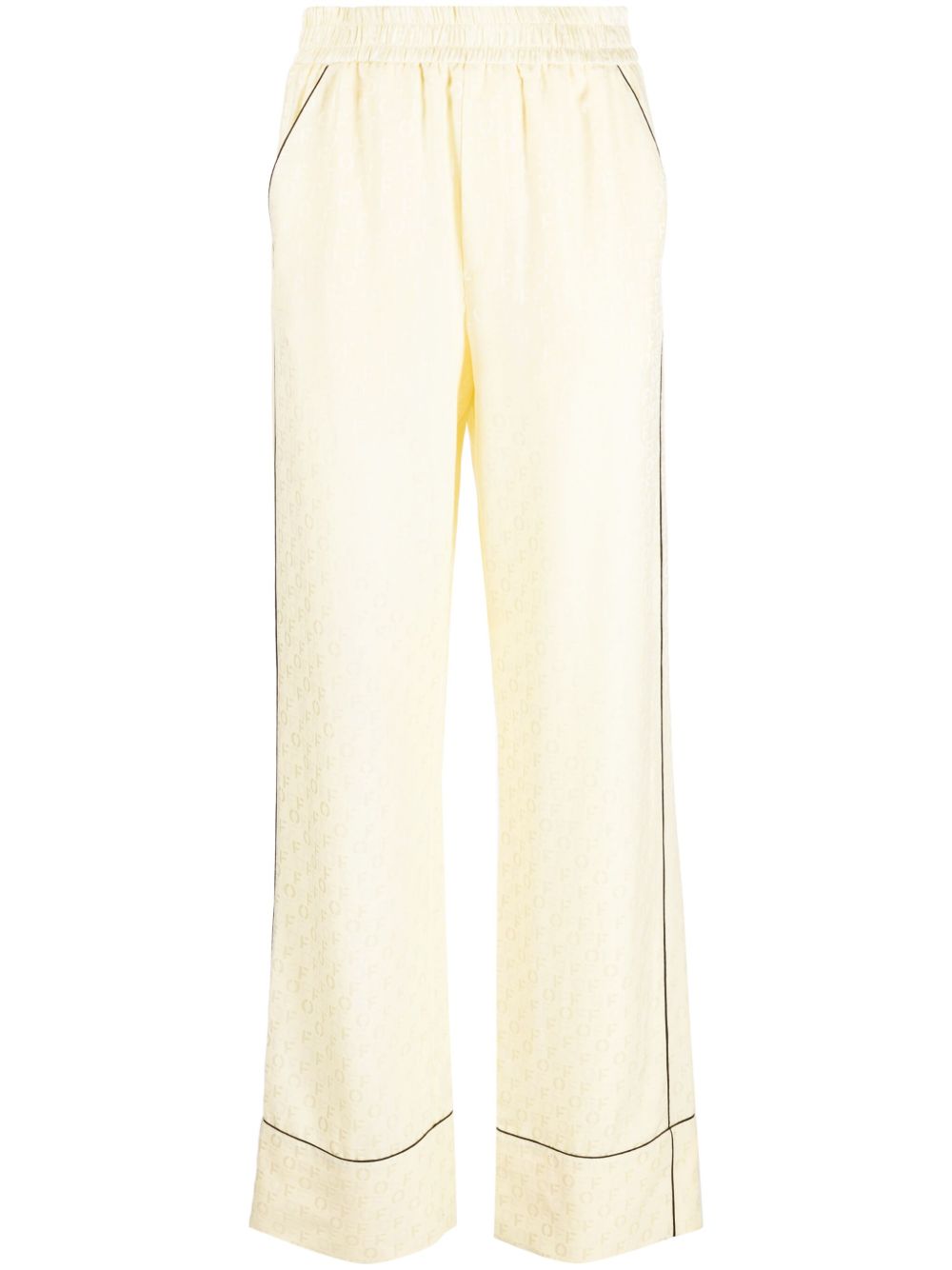 Off-White logo提花松紧长裤 - 黄色