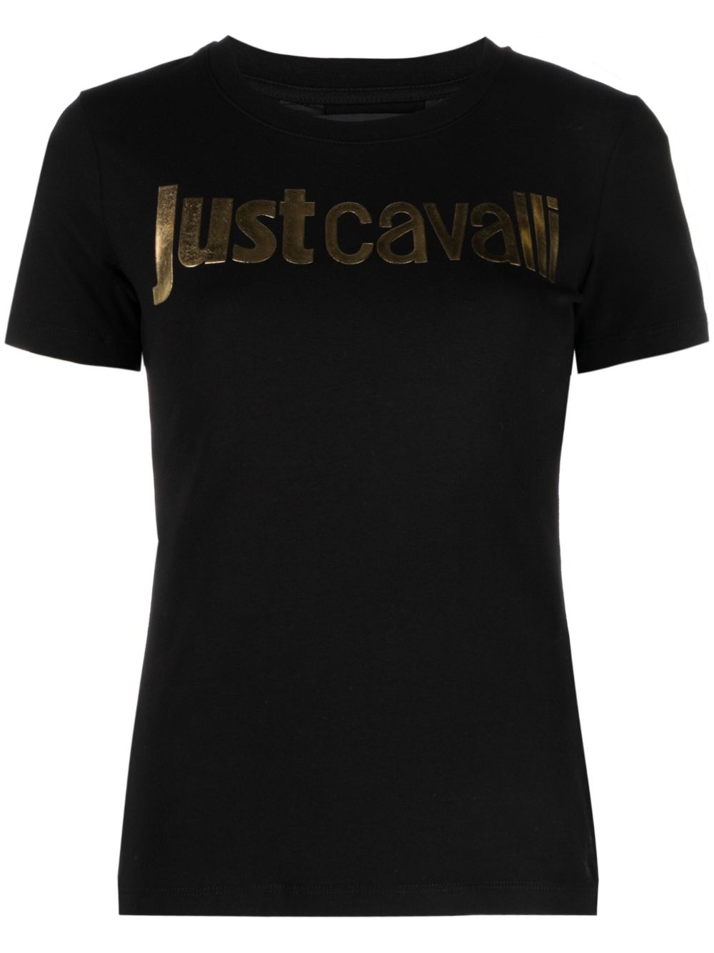 Just Cavalli logo压纹圆领T恤 - 黑色