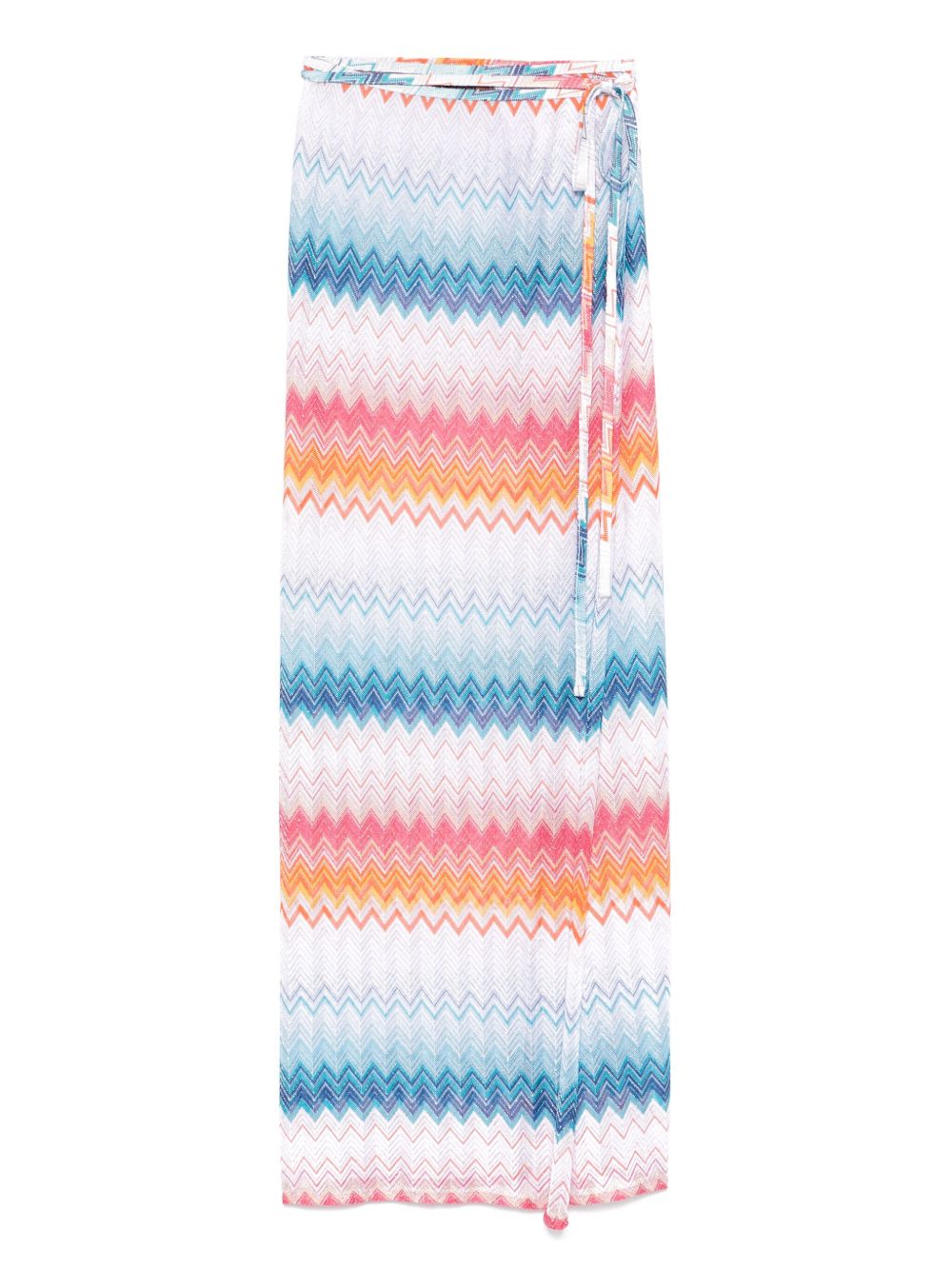 Missoni Z字形图案编织裹身式超长半身裙 - 蓝色