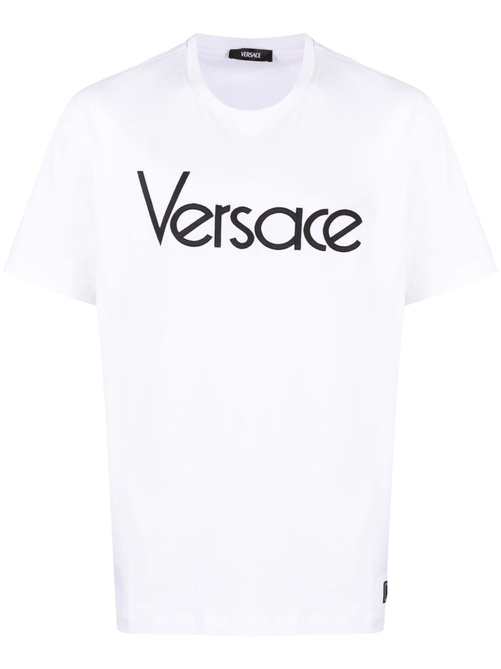 Versace logo刺绣棉T恤 - 白色