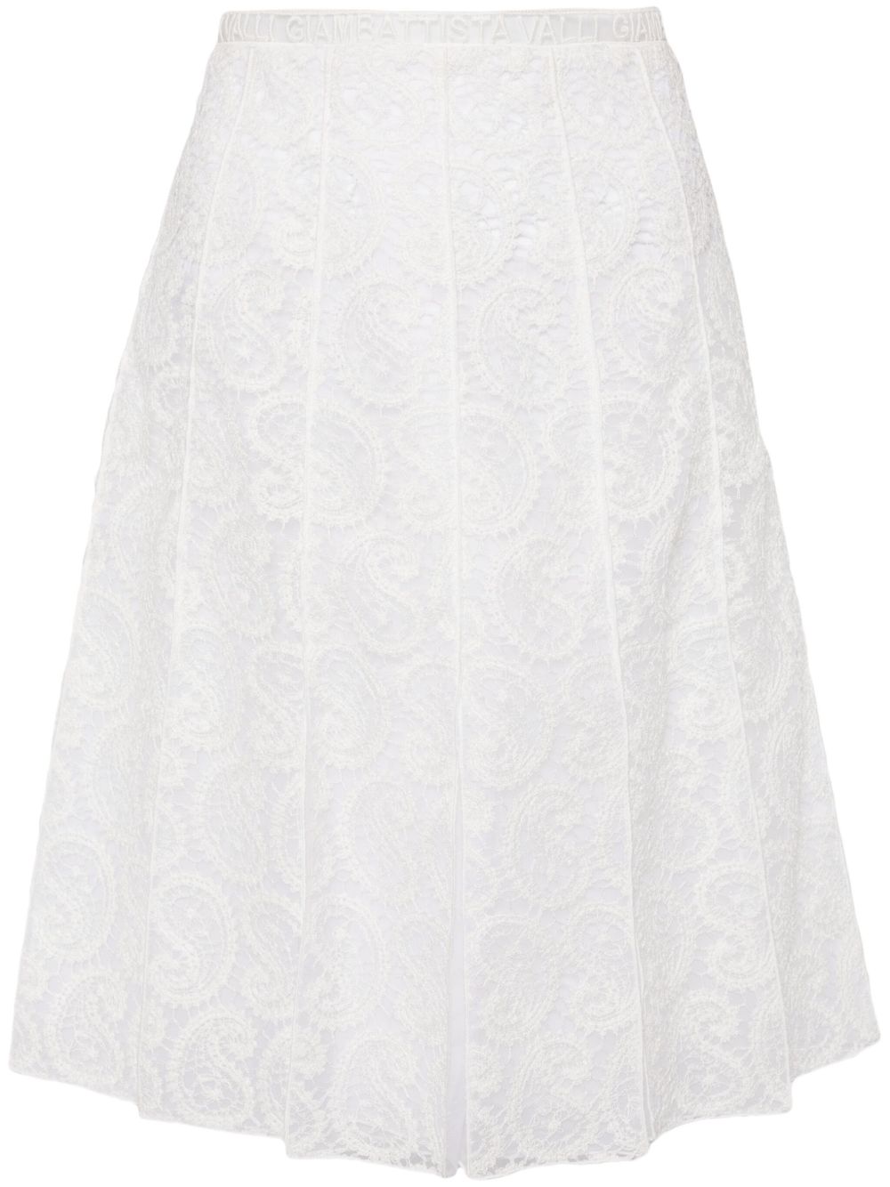 Giambattista Valli 百褶蕾丝半身裙 - 白色