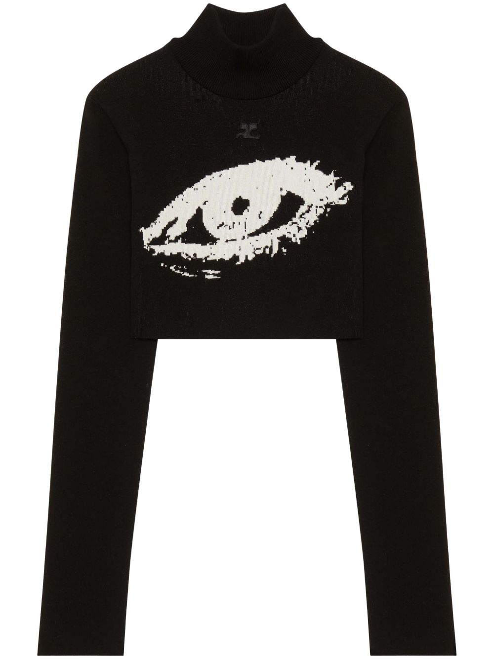 Courrèges The Eye 细罗纹短款毛衣 - 黑色