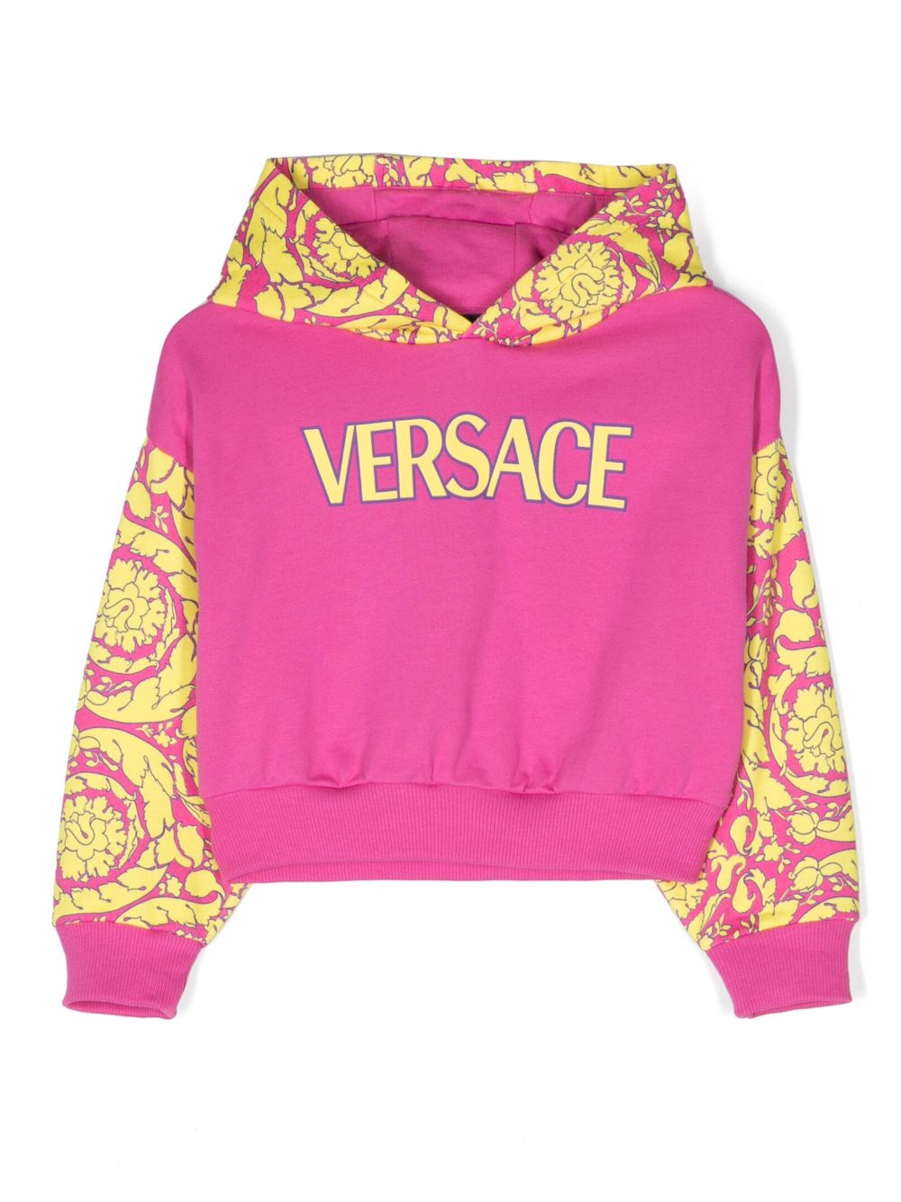 Versace Kids logo印花棉连帽衫 - 粉色