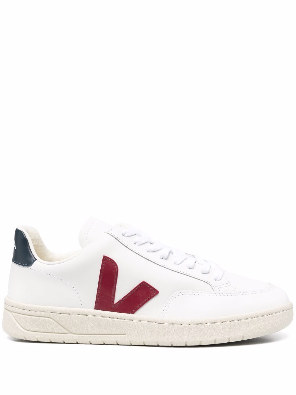 VEJA V-12 拼接系带板鞋 - 白色