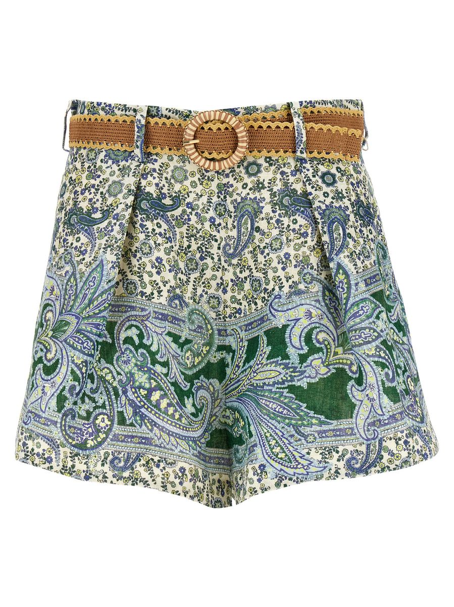 Zimmermann Paisley Print Linen Shorts