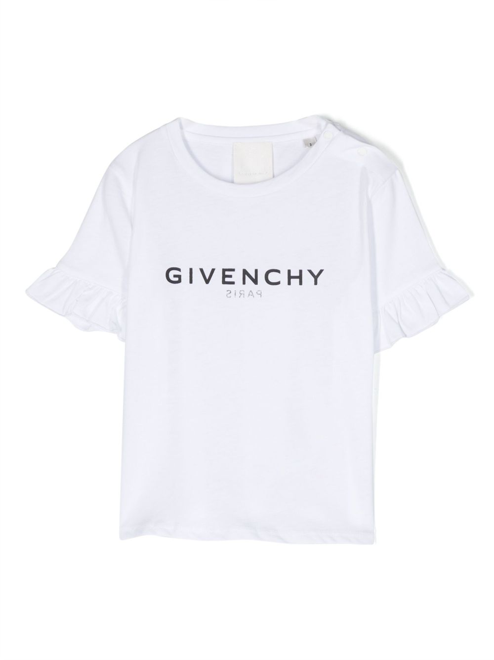 Givenchy Kids logo印花荷叶边T恤 - 白色