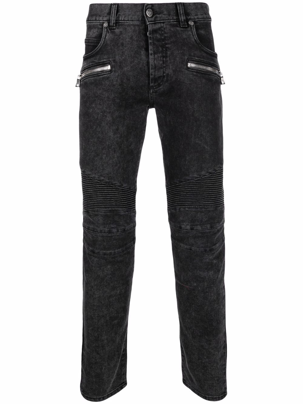 Balmain 低腰修身贴身罗纹牛仔裤 - 黑色