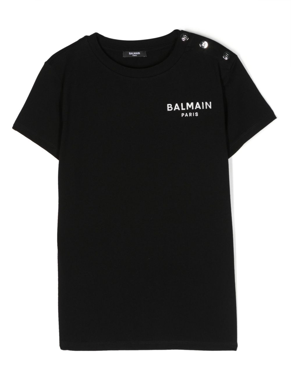 Balmain Kids logo印花棉T恤 - 黑色