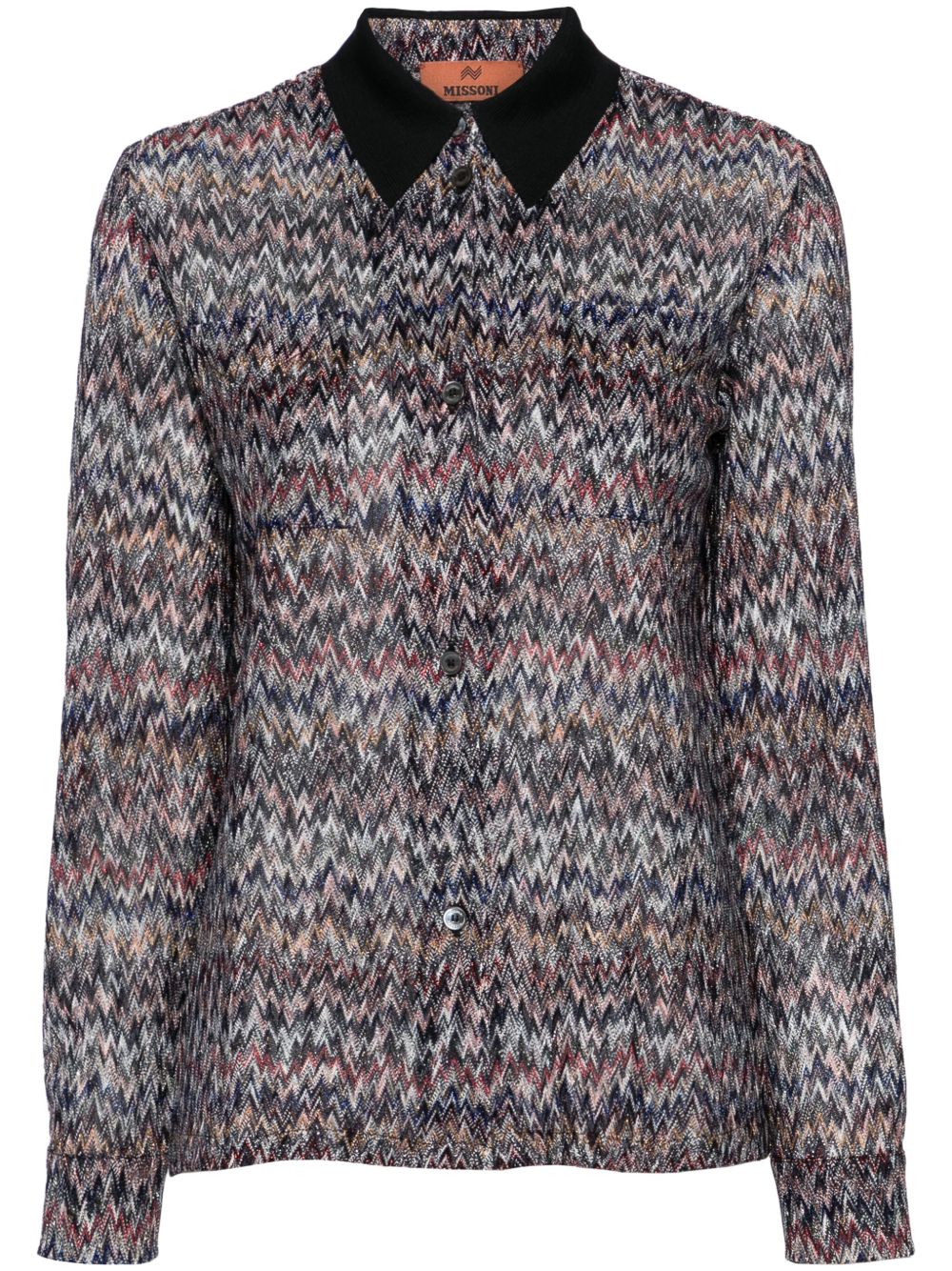 Missoni 人字纹针织金属丝面料效果衬衫 - 蓝色