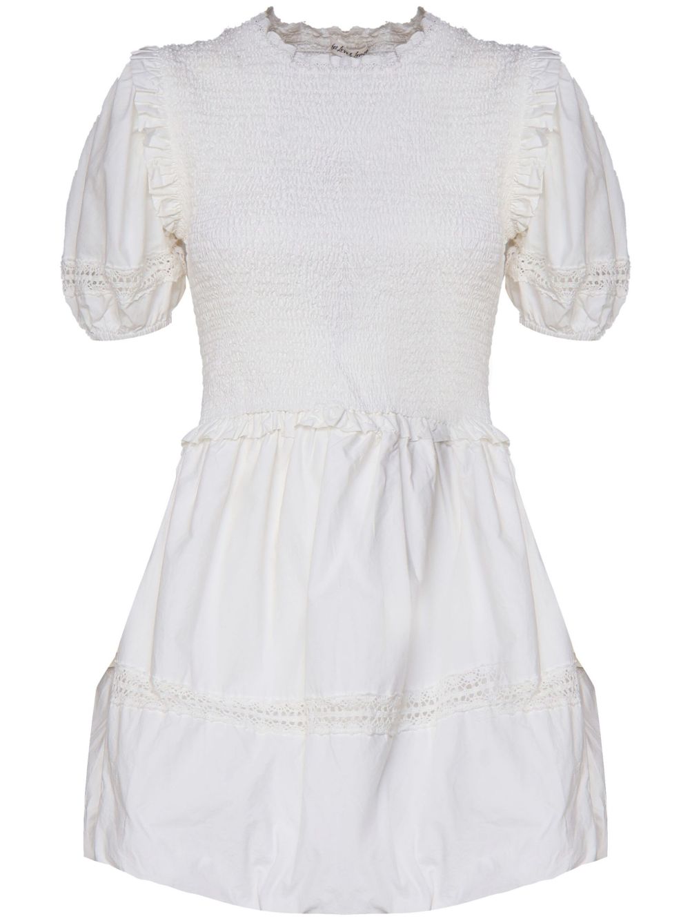 For Love And Lemons 褶饰细节迷你连衣裙 - 白色