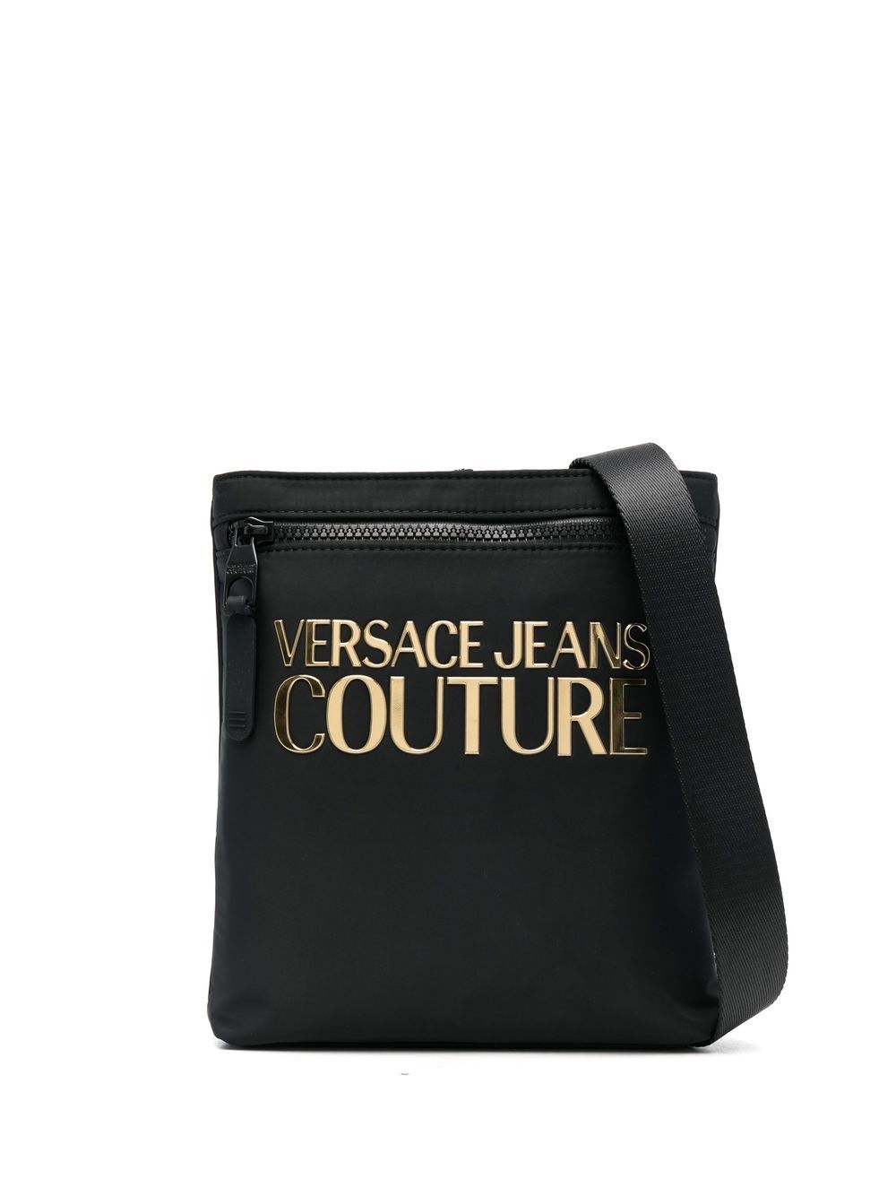 Versace Jeans Couture logo标牌细节邮差包 - 黑色