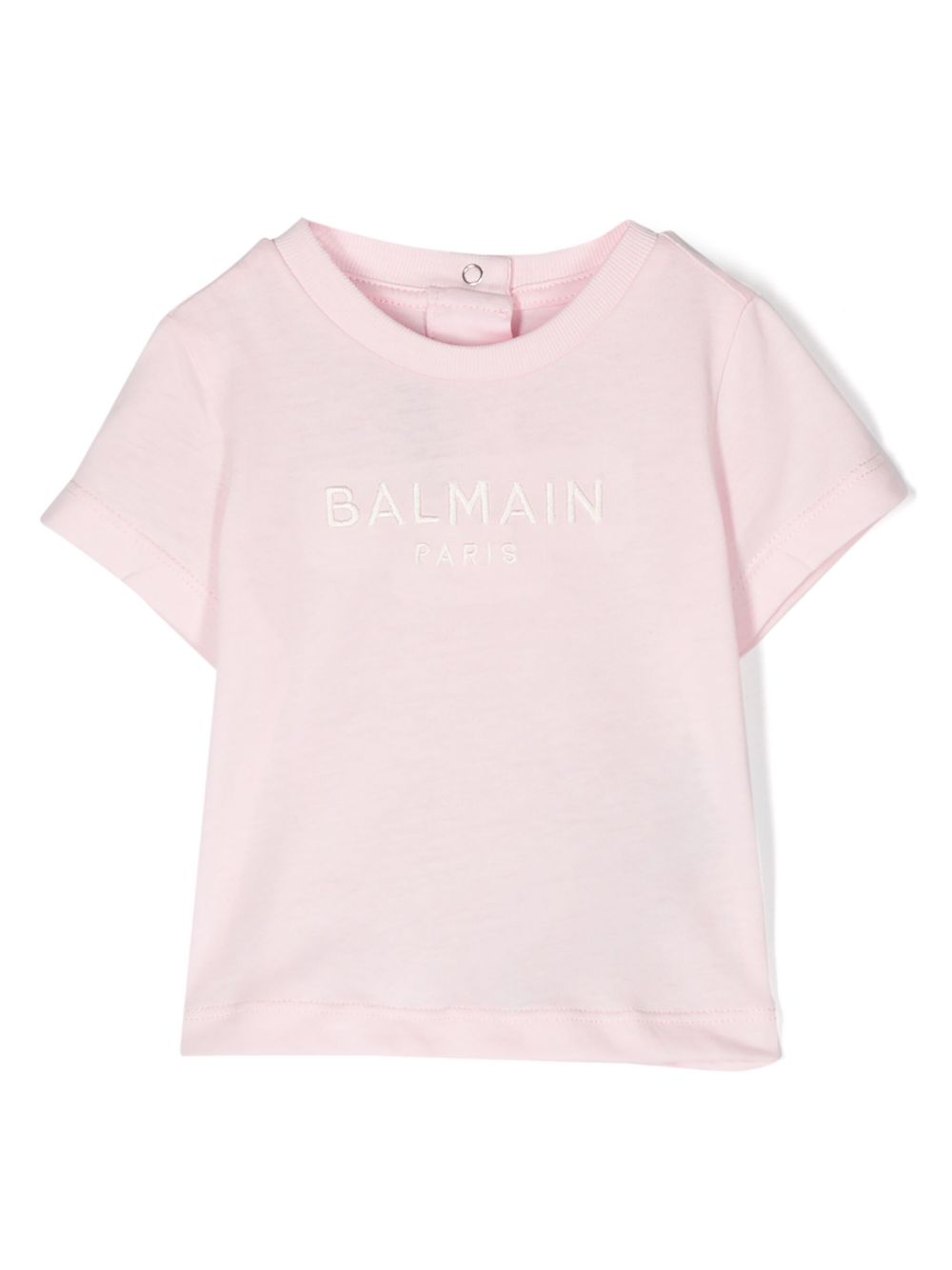 Balmain Kids logo刺绣棉T恤 - 粉色