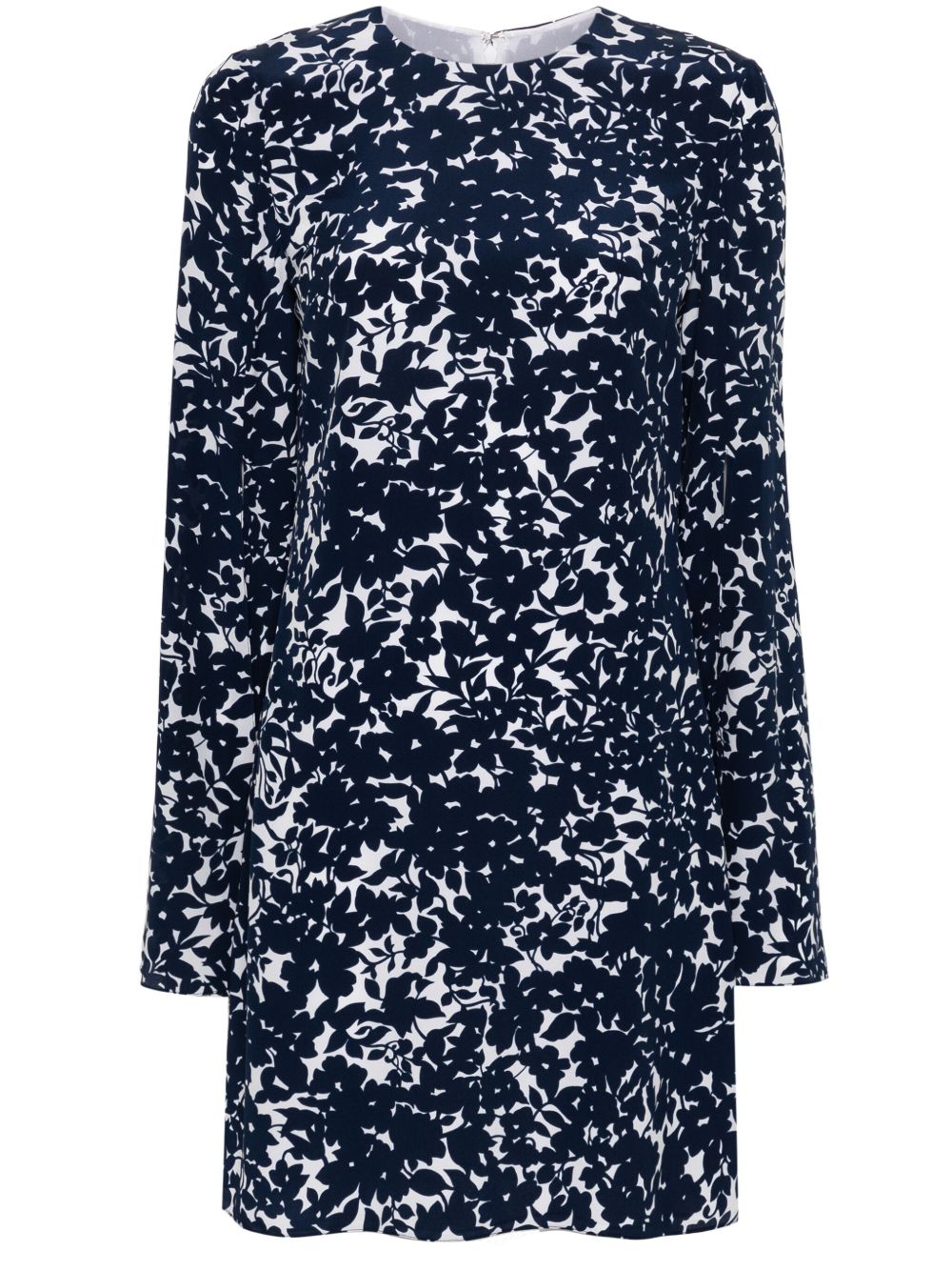 Michael Kors Collection 花卉贴花真丝连衣裙 - 蓝色
